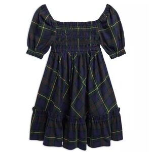 Polo Ralph Lauren Girls Plaid Smocked Cotton Jersey Dress NWT